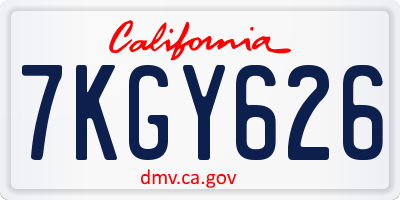 CA license plate 7KGY626