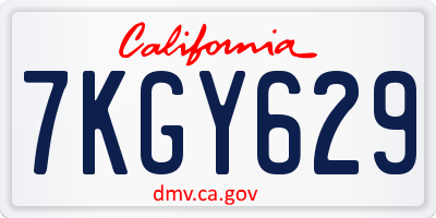 CA license plate 7KGY629
