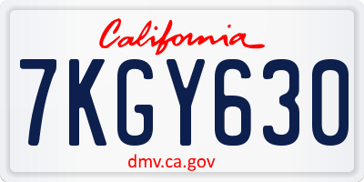 CA license plate 7KGY630