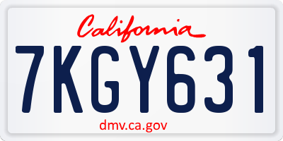 CA license plate 7KGY631
