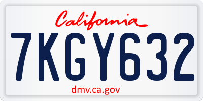 CA license plate 7KGY632