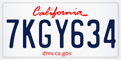 CA license plate 7KGY634
