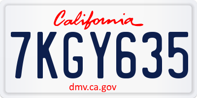 CA license plate 7KGY635