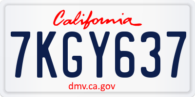 CA license plate 7KGY637