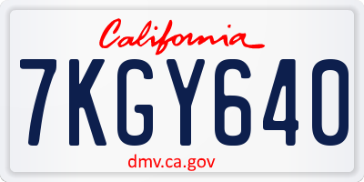CA license plate 7KGY640
