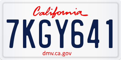 CA license plate 7KGY641