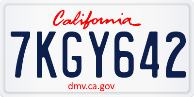 CA license plate 7KGY642