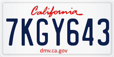 CA license plate 7KGY643