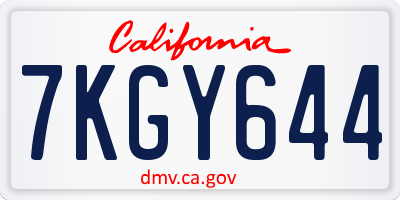 CA license plate 7KGY644