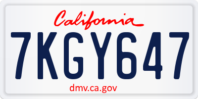 CA license plate 7KGY647