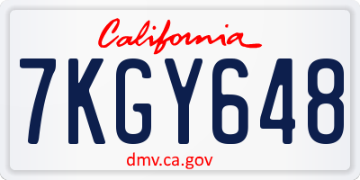 CA license plate 7KGY648