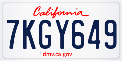 CA license plate 7KGY649