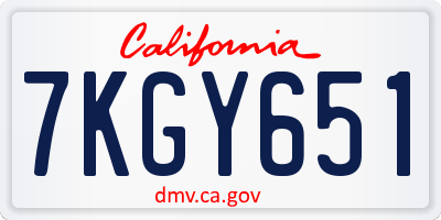 CA license plate 7KGY651