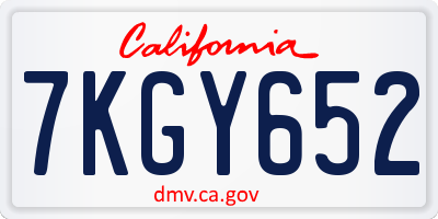 CA license plate 7KGY652