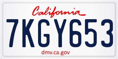 CA license plate 7KGY653