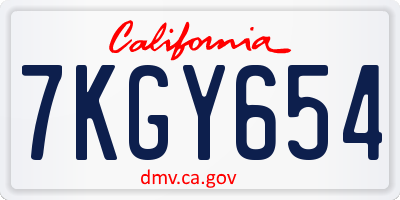 CA license plate 7KGY654