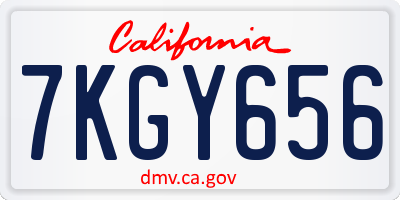 CA license plate 7KGY656