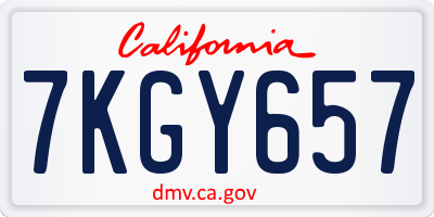 CA license plate 7KGY657