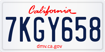 CA license plate 7KGY658