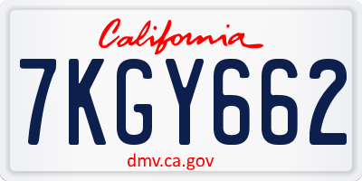 CA license plate 7KGY662