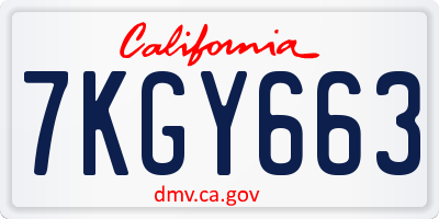 CA license plate 7KGY663