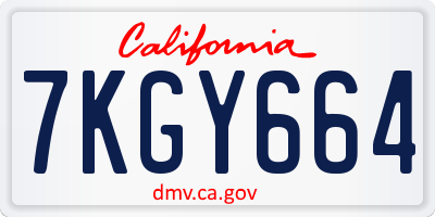 CA license plate 7KGY664