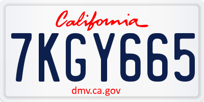CA license plate 7KGY665