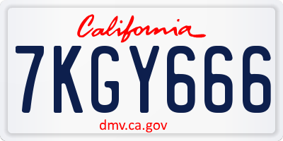 CA license plate 7KGY666
