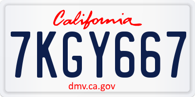 CA license plate 7KGY667