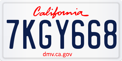 CA license plate 7KGY668
