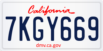 CA license plate 7KGY669