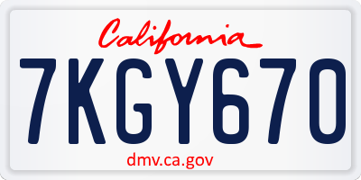 CA license plate 7KGY670