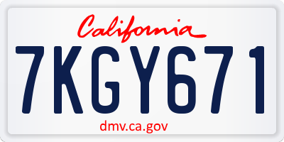 CA license plate 7KGY671