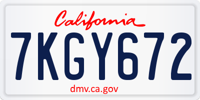 CA license plate 7KGY672