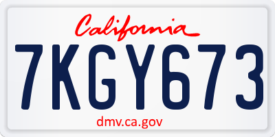 CA license plate 7KGY673