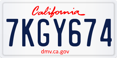 CA license plate 7KGY674