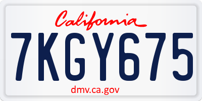 CA license plate 7KGY675