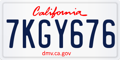 CA license plate 7KGY676
