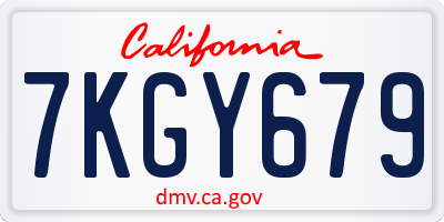 CA license plate 7KGY679