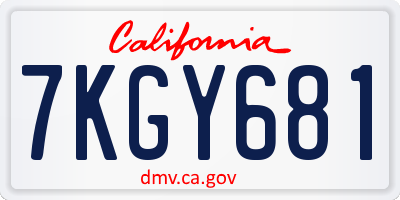 CA license plate 7KGY681