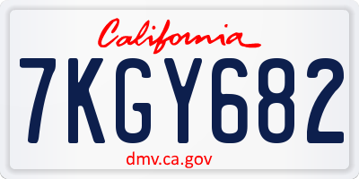 CA license plate 7KGY682