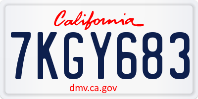 CA license plate 7KGY683
