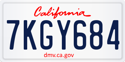 CA license plate 7KGY684