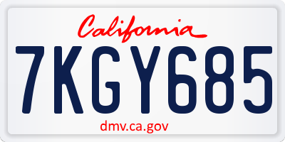 CA license plate 7KGY685