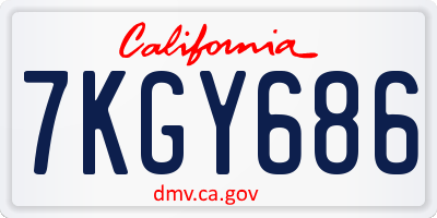 CA license plate 7KGY686