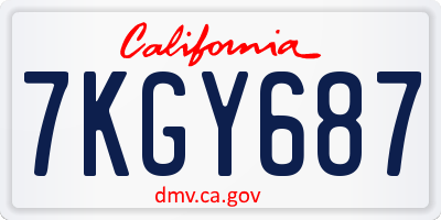 CA license plate 7KGY687