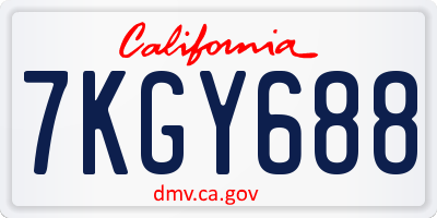 CA license plate 7KGY688