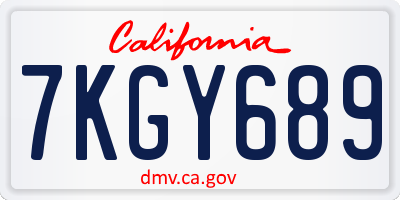 CA license plate 7KGY689