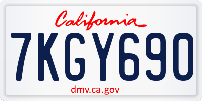 CA license plate 7KGY690