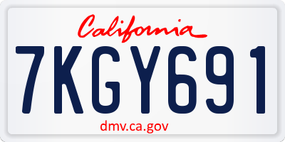 CA license plate 7KGY691